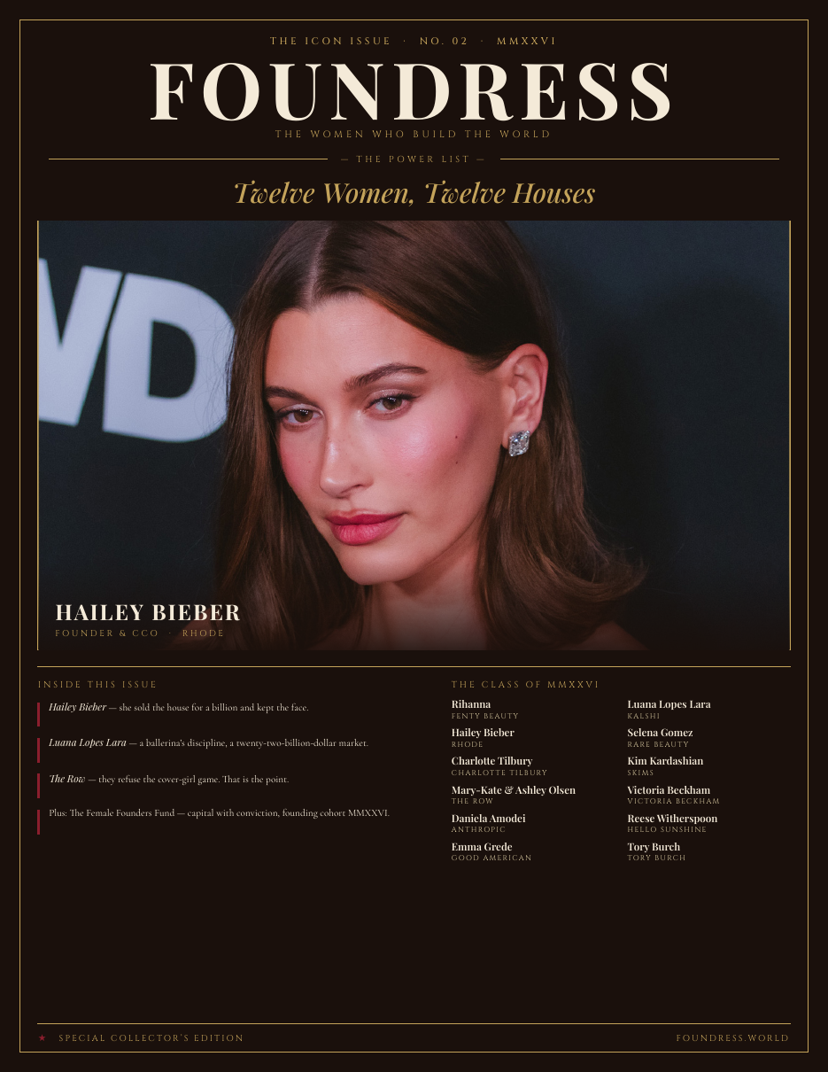 FOUNDRESS Issue 02, The Icon Issue — cover star Hailey Bieber, founder and CCO of Rhode.