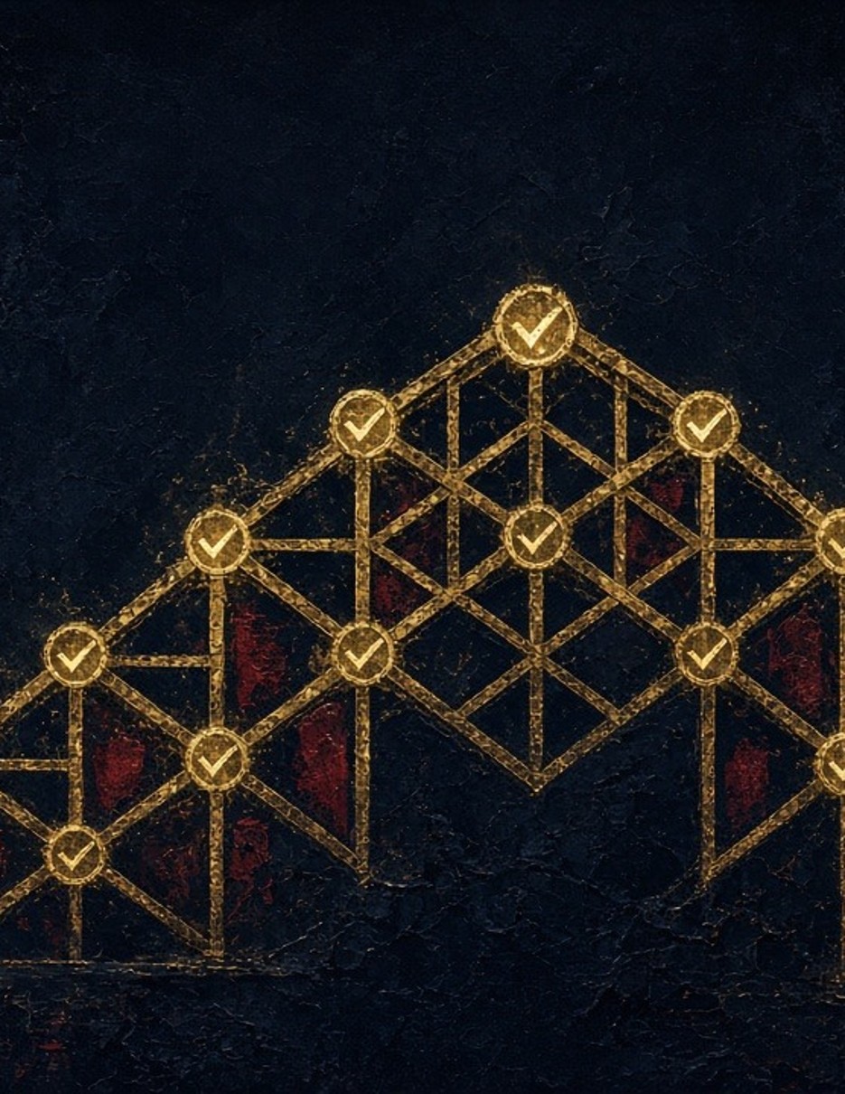 Cover art of The Proof Issue, No. 04: a gold proof structure on a dark ground.